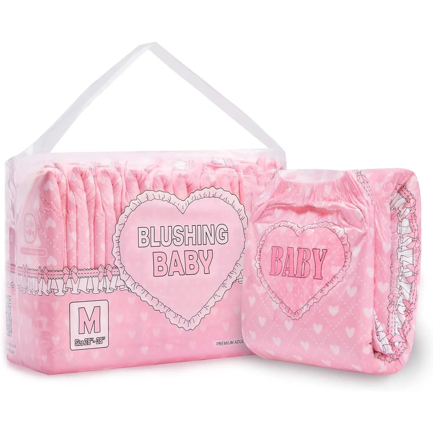 Printed Adult Brief Diapers 10 Pieces - Blushing Baby Pink(M)