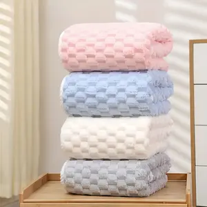 Set of 2 Coral Fleece Waffle Weave Bath Towels, Ultra Absorbent Microfiber Towels, Quick-Dry Soft Spa & Gym Towels, Durable No Scent