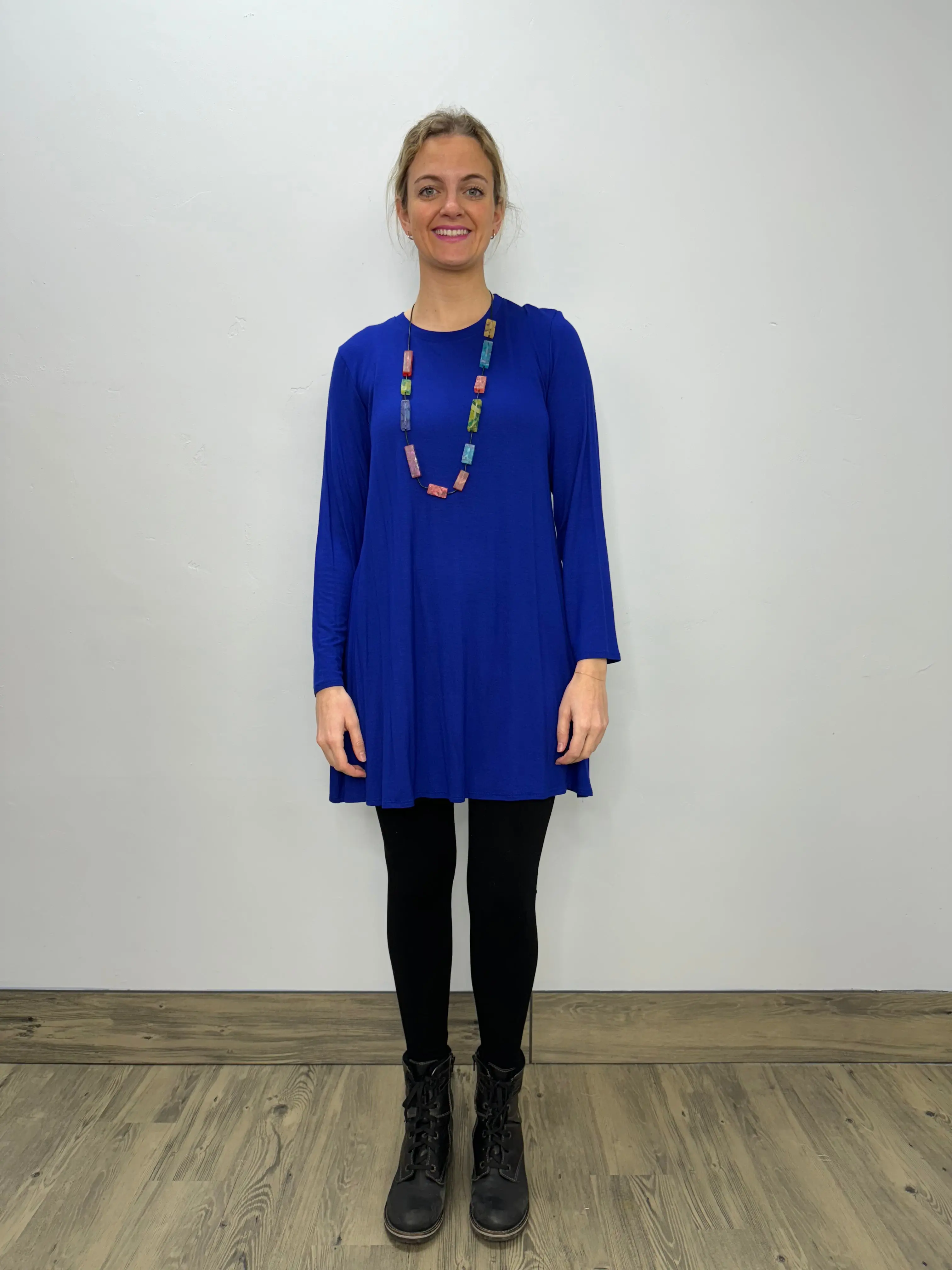 Long Sleeve Basic A-Line Tunic - Royal