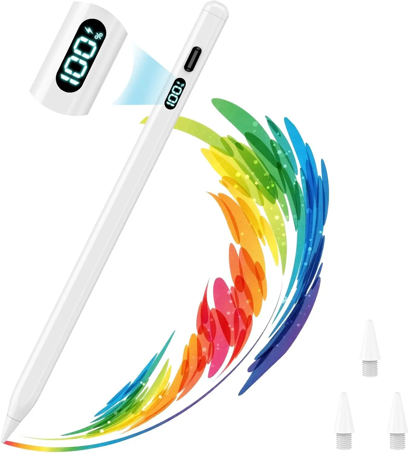 Pencil with LED Display for Apple iPad A16 11 and 10 Generation, Fast Charging Stylus for 2026-2018, for iPad 11-6 Generation, Air 11-Inch/13-Inch M3/M2/5th-3 Generation, pro 13 "/11"/M4/12.9 ", Mini A17 Pro/6/5Th Palm Rejection Tilt Sensitivity