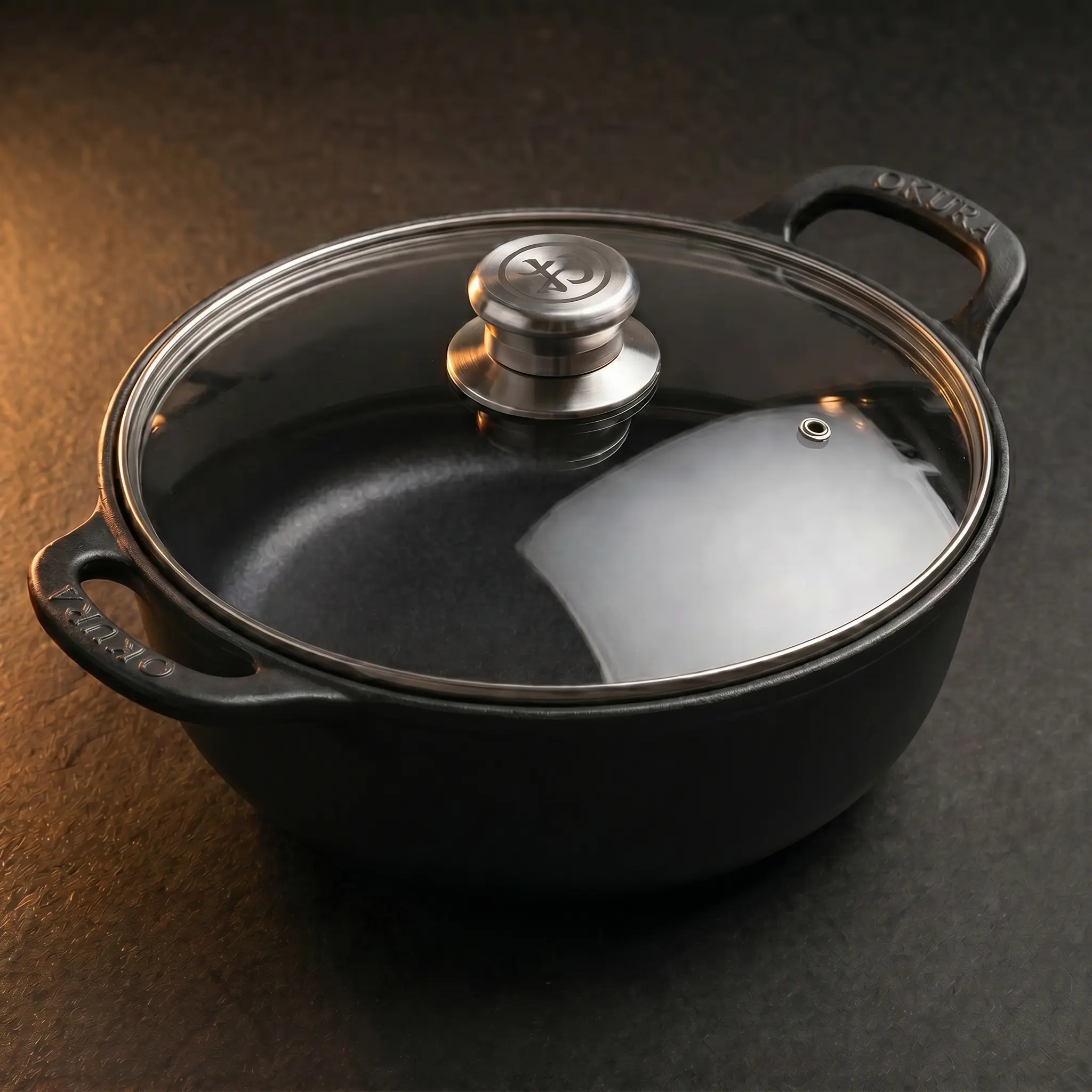 Cast Iron Casserole Pan with Glass Lid