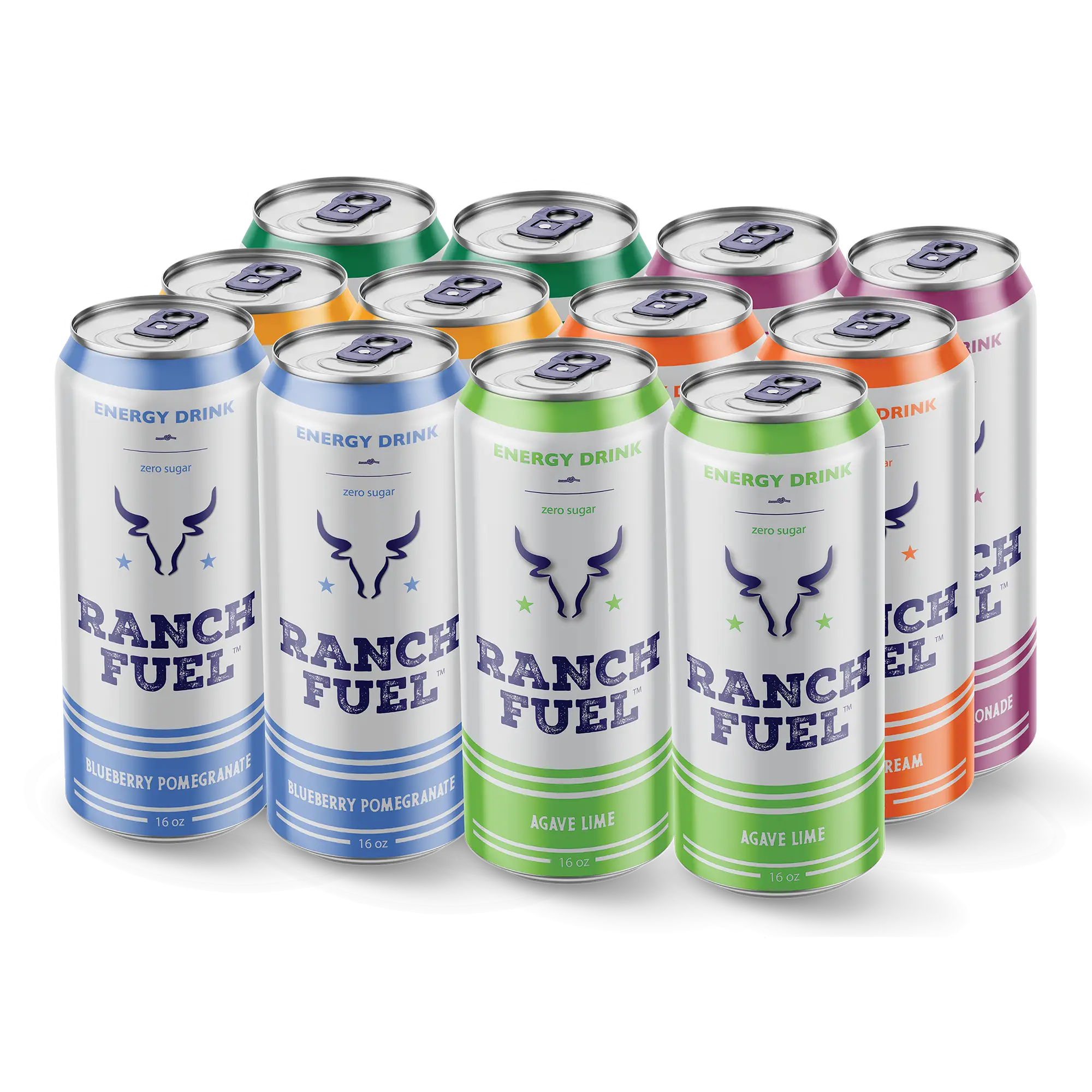 Ranch Fuel Energy Drink | Zero Sugar | 12 Pack Beverage | 200 mg Natural Caffeine | No Artificial Colors | Carbonated Filtered Water - Sport