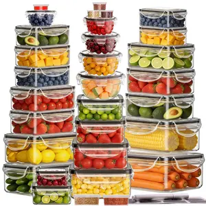 31 Pack Airtight Silicone Food Storage Set Containers with Lids, 85oz BPA-Free Plastic Meal Prep Containers Leakproof, Stackable Kitchen Storage Organizer for Pantry & Fridge, Microwave Dishwasher Safe, Reusable Leftover Containers  Utensils