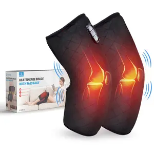 COMFIER Heated Knee Massager - Velvet Knee Pain Tool, AC-Powered Device with Vibration, Graphene Heating, 5 Modes, Adjustable for Larger Legs, FSA/HSA Eligible, Ideal for Home/Post-Workout Use, Christmas Gift for Dad