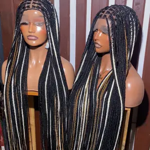 Highlight Black Knotless Synthetic Full Machine Wig