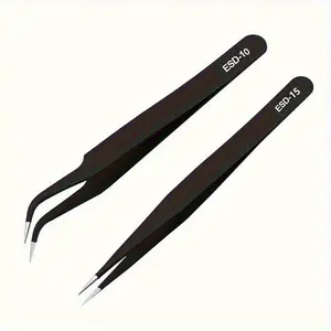 1/2Pc Nails Art Stainless Steel Curved Straight Black Tweezer for 3D Sticker Rhinestones Nipper Picking manicure Tool Sequins Bead Stainless Steel Tweezers