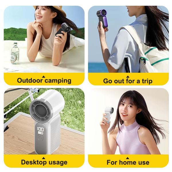 Mini Handheld Fan with LED Display, USB Rechargeable, Stylish Design, Ultra-Portable for Travel, Office, and Home Use