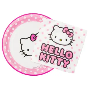 Hello Kitty Paper Napkin & Plate 32-pc Party Pack (Pink Dots)