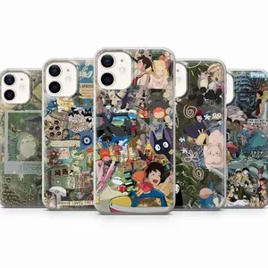 Studio Ghibli Collage Phone Case, Totoro Spirited Away Cover for iPhone X, 11, 12, 13, 14, 15 & more – SS Galaxy S21 to S25 Ultra, Plus with Suction