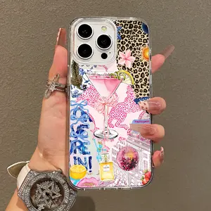Soft Girl Magnetic Case for iPhone11/12/13/14/15/16/17/promax, Pink Martini and Leopard Collage Lightweight, Drop-Proof, MagSafe Compatible | Perfect for Teen Girls
