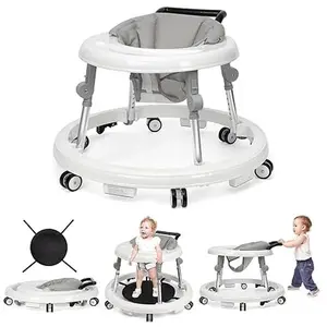 Baby Walker Foldable with 9 Adjustable Heights, 6-12 Months  Baby Walkers, with Wheels Portable Anti-Rollover,New year Gift,Rolling portable design