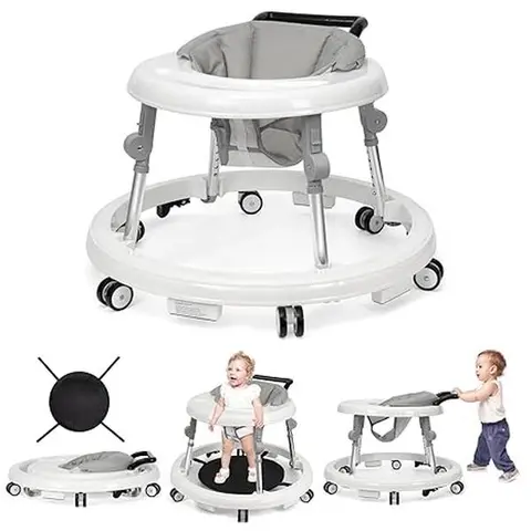 Toddler Walker for 7-18 Months - Foldable, 9 Gear Height Adjustment, Anti-Rollover, Portable, Activity Walker, ABS Baby Item, Childrens Walking Assistant, Brake Wheels,thanksgiving,blackfriday,christmas,gift
