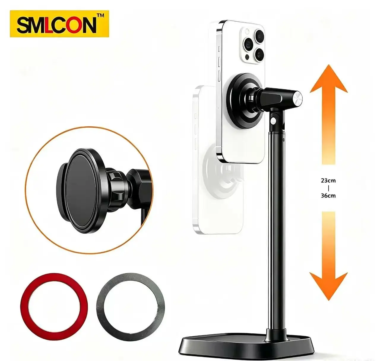 Magnetic Desk  Stand, 360° Rotation & 50° Tilt Extendable MagSafe iPhone Desk Mount, Heavy Duty Cell   Tripod for Desk, Live Streaming, Video Recording & Content Creation