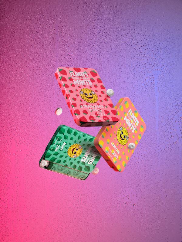 Flintts Mints After Party Variety 3 Pack- Mint, Strawberry Magic Lemon - Natural Flavors, Sugar-Free & Vegan, Dry Mouth Mints