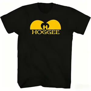 HOGGE T Shirt for Men & Women Puff Print Logo Black Crewneck Short Sleeve Tee - Band Tshirt