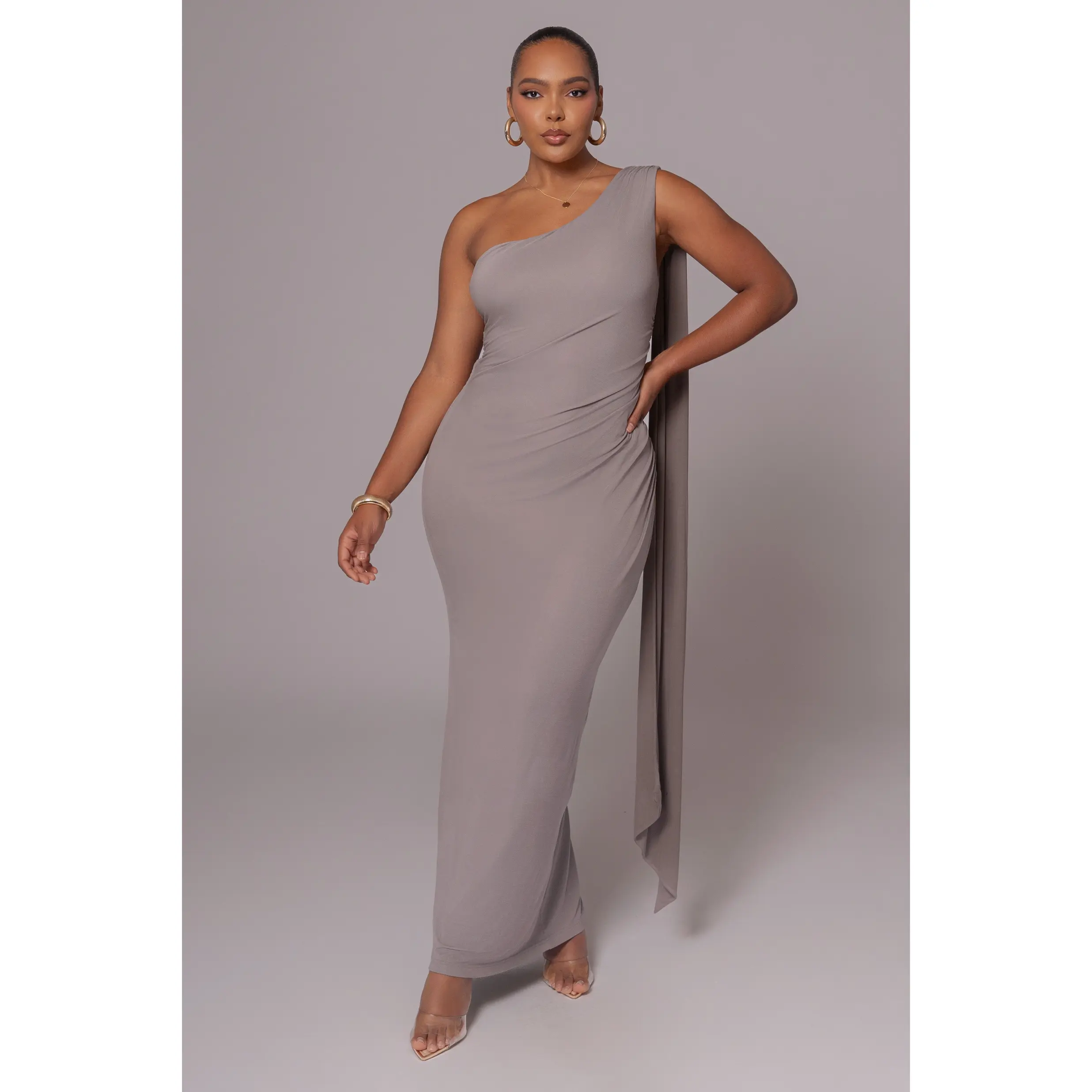 Grey Kianna Drape Maxi Dress - TikTok Shop Grey Kianna Drape Maxi Dress - TikTok Shop