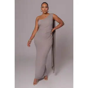 Grey Kianna Drape Maxi Dress