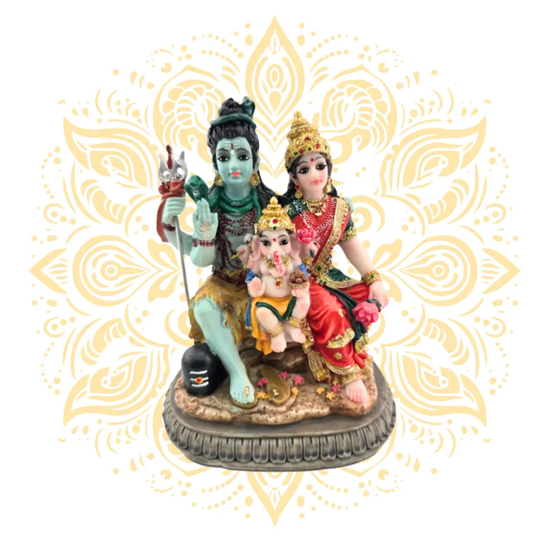 Polyresin Shiva Family 3.5" - Shiva, Parvati, Ganesh
