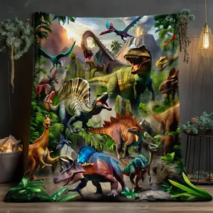 Jungle Animal Print Blanket, Cozy Flannel Throw Blanket, Soft Lightweight Aesthetic Blanket, Safari Wildlife Design, All-Season Warm Blanket for Sofa Couch Bed Travel Camping