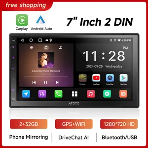 ATOTO 7inch Android Double DIN Car Stereo, Sirius XM,Wireless CarPlay&Android Auto, Wi-Fi/BT/USB Tethering, Touchscreen 2G+32G Car Radio Bluetooth, 24B-EQ DSP, 4*45W Amp, MirrorLink, SWC/FM/AM,AI Chat,A5LG2A7T
