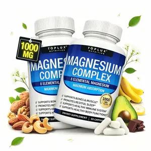 High Absorption Magnesium Complex Capsules 1000mg Elemental Magnesium Glycinate Citrate Malate Taurate Blend Support Bone Density Muscle Relax Immune System Natural Healthcare Supplement 90 Pills