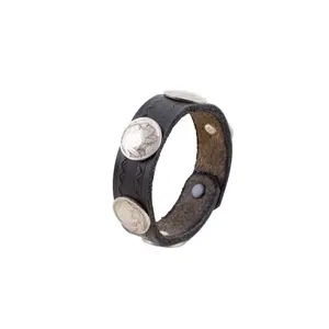 Black Buffalo Nickel Leather Snap Bracelets (Narrow)