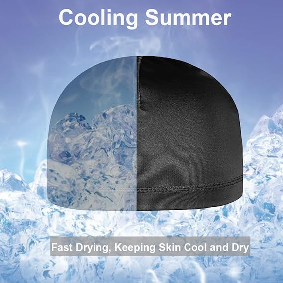 Super Value 10 PCS Set 4 PCS Camouflage Beanie Skull Caps  + 6 PCS Temporary Tattoo Ice Silk Arm Sleeves Sun Protection Breathable Quick Dry Helmet Liner Caps and Cool Arm Sleeves for Men Women Summer Essential Accessories