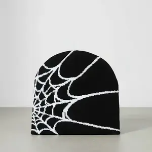 Unisex Y2K Viral Black White Streetwear Spider Beanie