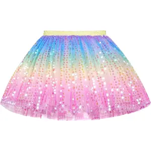 P-AS010   Toddler Girls Layered Tutu Skirt Sparkling Sequin Tulle Dance Skirts
