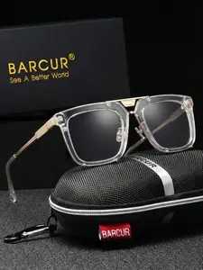 Barcur Classic Vintage Men's Anti-Blue Light Glasses, PC Material, Formal Business Square Frame, Ideal for Office & Students, Perfect Gift