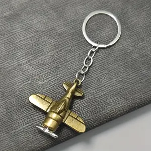 2pc Alloy Airplane Keychain - Realistic Aircraft Model, Durable Metal Key Ring for Aviation Enthusiasts