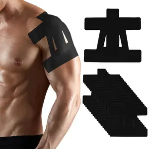 10 PCS Shoulder Tape for Pain Relief,Precut Kinesiology Tape Waterproof Breathable,Quick Original Cotton Waterproof & Breathable, Enhance Elastic Sports Tape for Pain Support and Muscle Sports, Black(SET OF 10)
