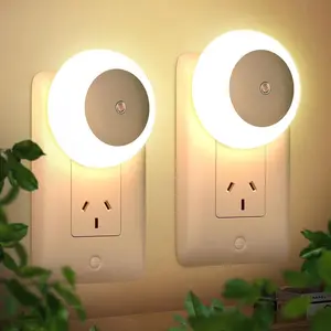 [2 Pack] Night Light - Plug-in Wall, Dusk to Dawn Sensor | Warm White LED, Perfect for Bedroom, Bathroom, Hallway, Kitchen Decorative Lighting Cozy Lighting
