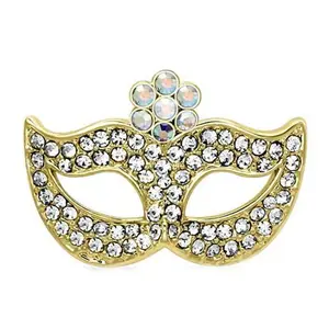 212 MAIN Women's Flash Gold White Metal Flower Brooch - Top-Grade Aurora Effect Rainbow Crystals Adorned, Fashion Collar Clip Accessory