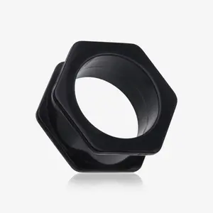 A Pair of Hexagon Bolt Flexible Silicone Double Flared Ear Gauge Tunnel Plug