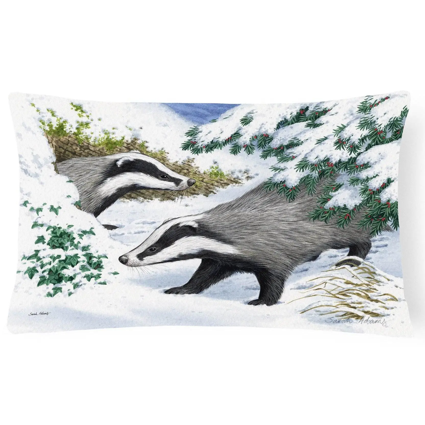Handmade Badger Artwork Cushion - Fade-Resistant Fabric Decorative Pillow with Superior Local Craftsmanship, ASA2182PW1216