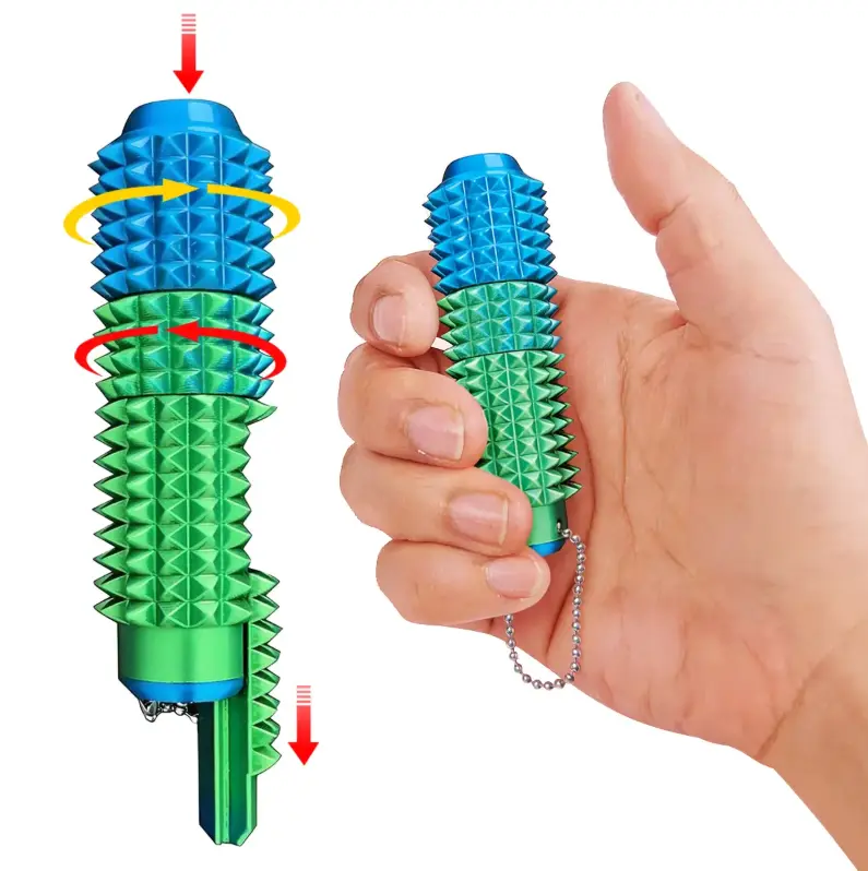 360° Rotatable Spiked Sensory Fidget Spinner Keychain - 3D Printed Ergonomic EDC Keychain, Sensory Stress Reliever & Stress Relief Tool for Adults, Stress Relief Tools