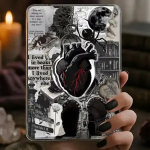 Black Heart Red Blood Kindle Grip, Dark Romance Magnetic Holder, Gothic Magsafe Phone, Kindle Accessory sticky Baby mount Library Card Flower-Shaped Multi-Functional Stand Universal Car Spooky Bat Adjustable