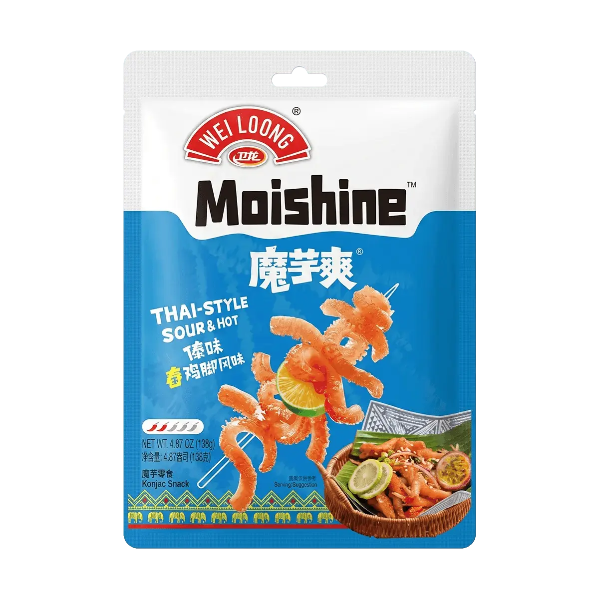 WEILONG Konjac Jelly Spicy Chicken Feet Flavor - Yunnan Style Sour & Spicy, 138g