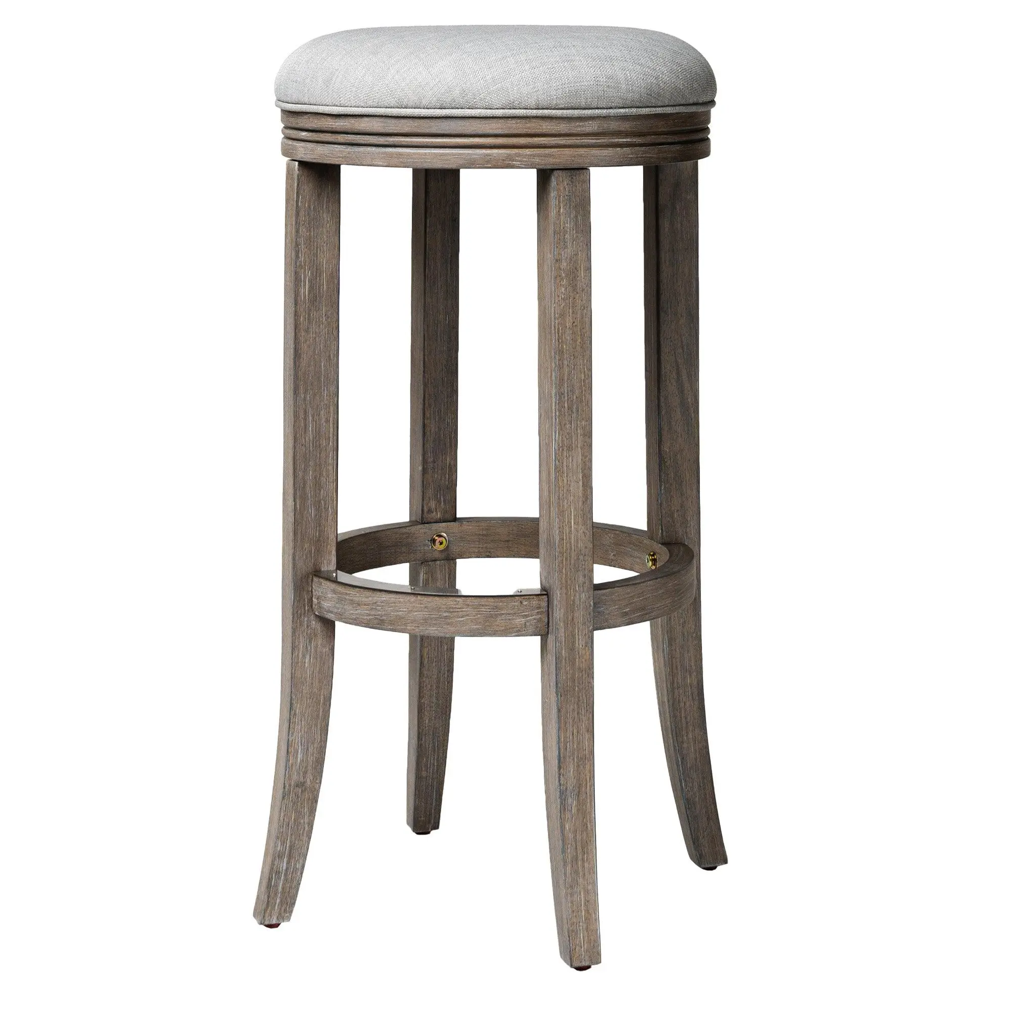 Maven Lane Eva Round Backless Kitchen Swivel Stool, Reclaimed Oak, Bar Height