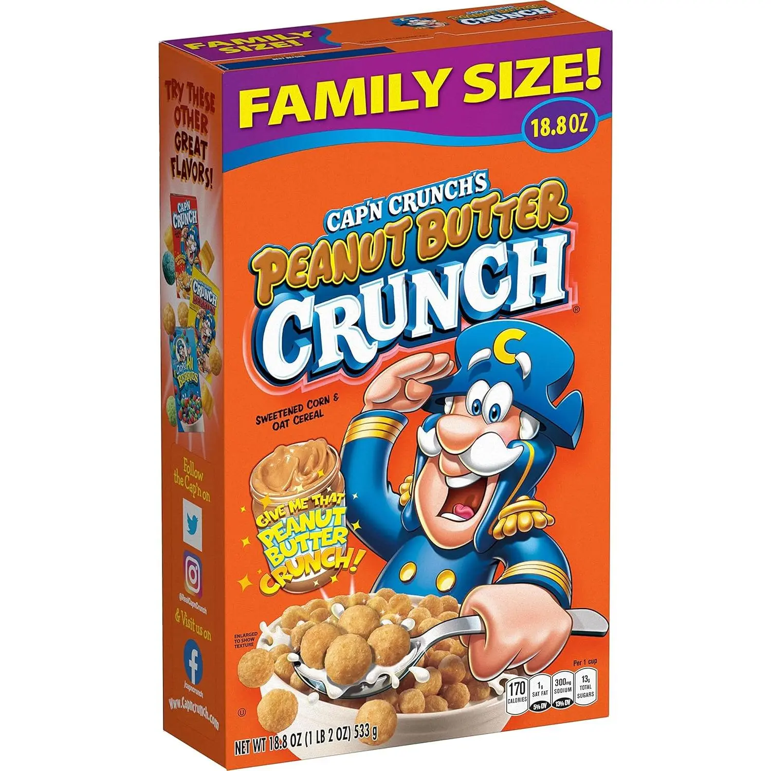 Cap'n Crunch Cereal, Peanut Butter, 18.8oz Box, Packaging May Vary Cap'n Crunch Cereal, Peanut Butter, 18.8oz Box, Packaging May Vary