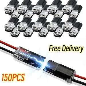 Automotive 2 Pin Double-Wire LED Strip Connector, Low Voltage Fast Plug Wire Connector, Lockable Buckle Terminal for Vehicle LED Strip Electrical Connection
