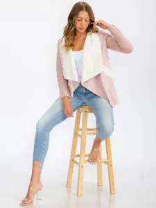 Cardigan Holiday Cozy Women's Sherpa – Long Sleeve, Open Front with Pockets tortoise  shell