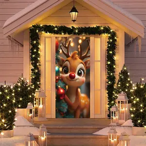 Elastic Room Door Decoration Set, Simple Installation, Christmas Halloween Door Cover, Holiday Party Decor, 82.7in X 35.4in