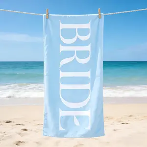Light Blue BRIDE Beach Towel, Bachelorette Party Bride Bath Towel, Quick Dry Bridal Shower Swimming