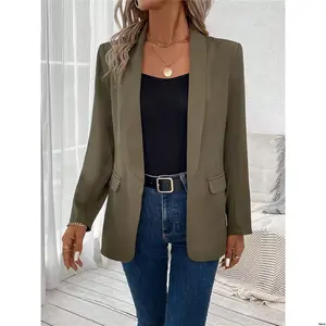 Jacket Women LUNE tiktok Narrow Collar Casual Commute Essential Green Blazer