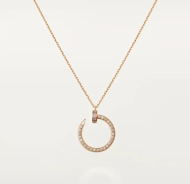 Pre-owned Cartier Juste un Clou Rose Gold Full Paved Pendant Necklace full Set
