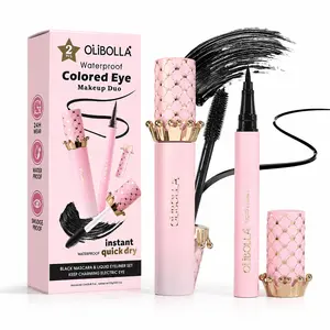 OLIBOLLA Eyeliner and Mascara Set – Liquid Eyeliner & Volumizing Mascara Duo for Defined Eyes, Smudge Resistant Eye Makeup, Everyday Beauty Kit
