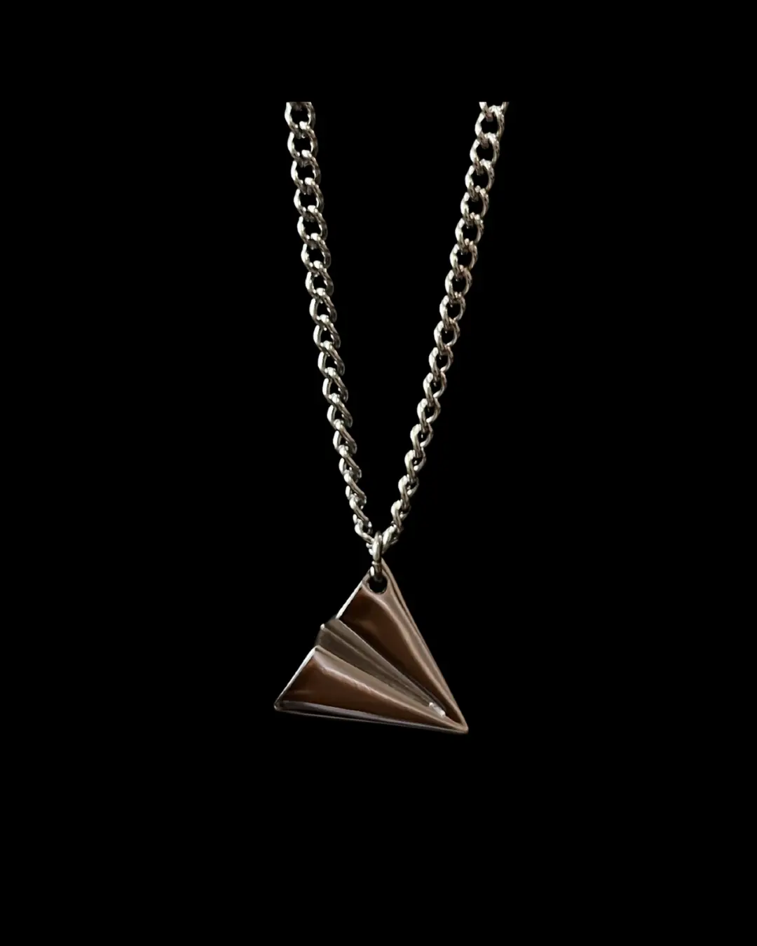 XL SILVER Paper Airplane Necklace