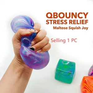 Slow-rebound decompression squeeze toy, Squishies, trendy style with colorful marble pattern, cube ice cube design, flowing texture details, stress-relieving toy for children and adults, birthday gift, party present, office/study relaxation toy.